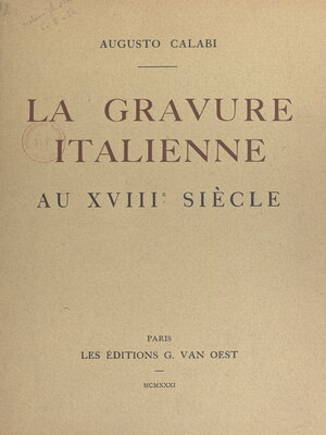 cover image of La gravure italienne au XVIIIe siècle